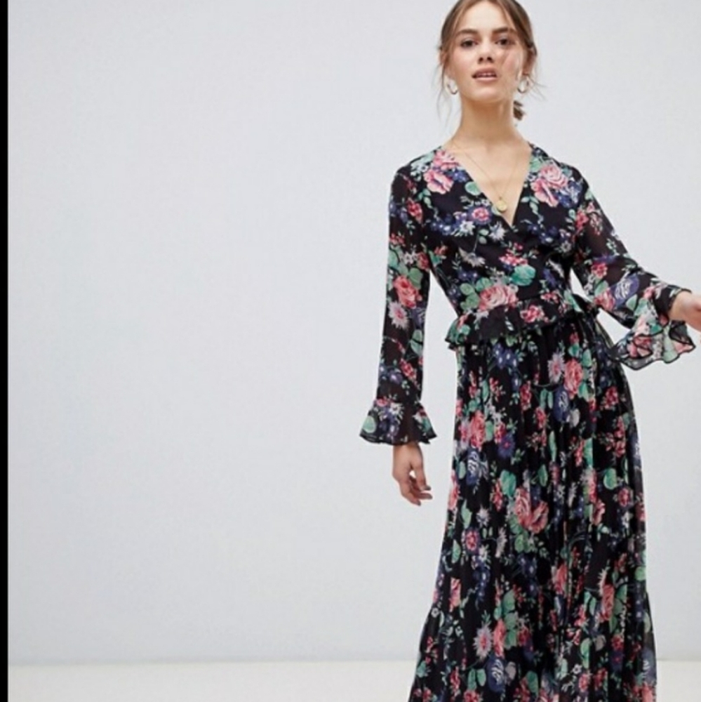 ASOS maxi dress with ruffle in floral print